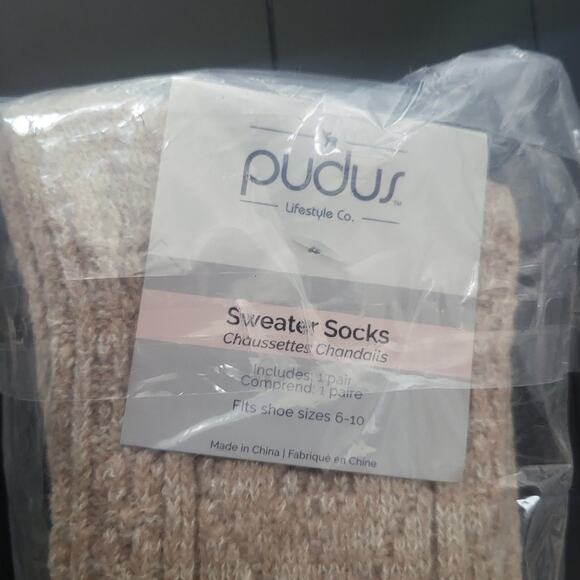 Pudus Sweater Socks Light Brown/Cream - Size 6 -10 - Picture 3 of 3